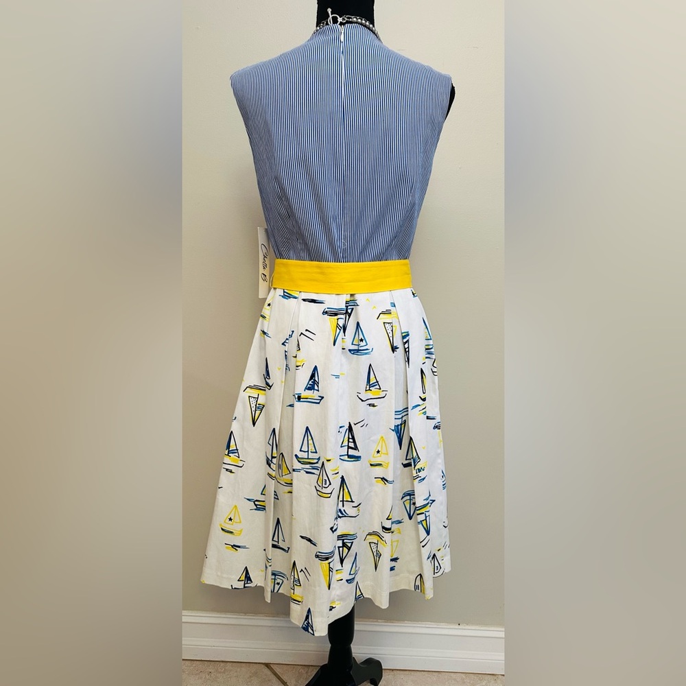 Chetta B Nautical Blue and Yellow Midi Dress - Picture 6 of 8